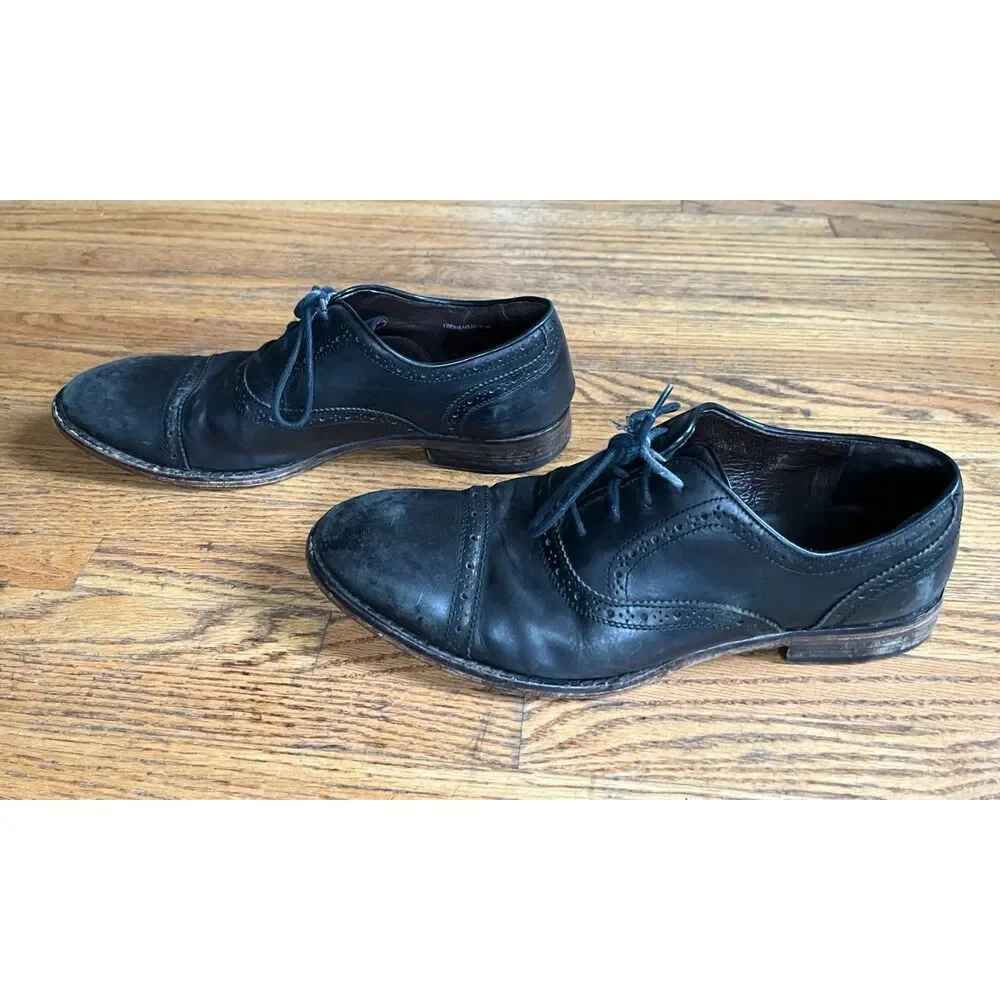 John Varvatos Star USA Black Oxford Brogue Leather Lace Up Shoes  Mens Size 10.5